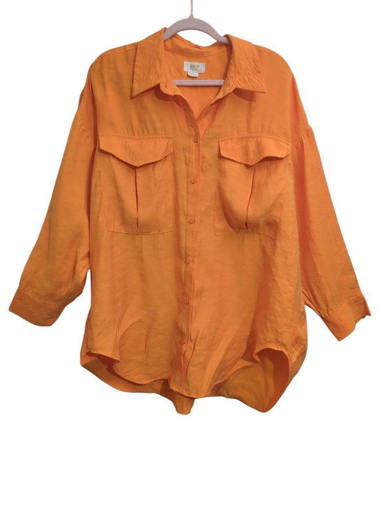 Anthropologie Tops - Anthropologie Maeve Tangerine Oversized Button Down Utility Shirt L Dopamine